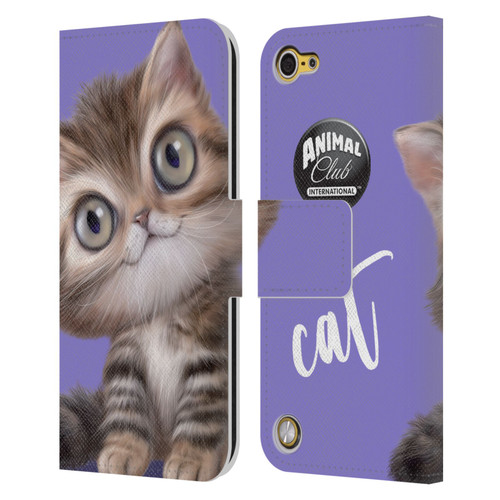 Animal Club International Faces Persian Cat Leather Book Wallet Case Cover For Apple iPod Touch 5G 5th Gen