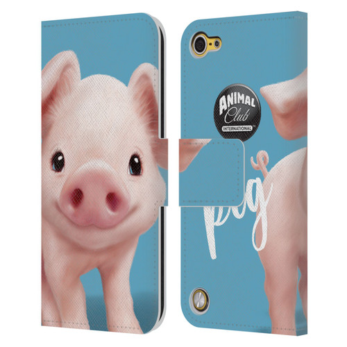 Animal Club International Faces Pig Leather Book Wallet Case Cover For Apple iPod Touch 5G 5th Gen