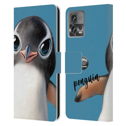 Animal Club International Faces Penguin Leather Book Wallet Case Cover For Motorola Moto Edge 30 Fusion