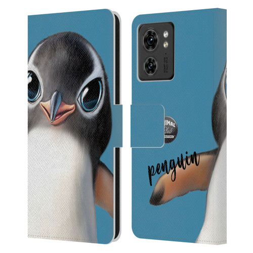 Animal Club International Faces Penguin Leather Book Wallet Case Cover For Motorola Moto Edge 40