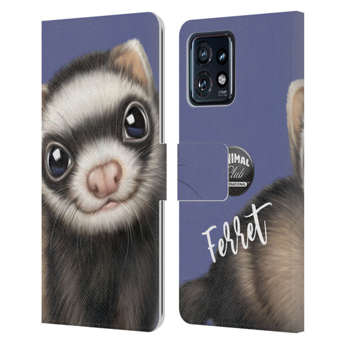 Animal Club International Faces Ferret Leather Book Wallet Case Cover For Motorola Moto Edge 40 Pro