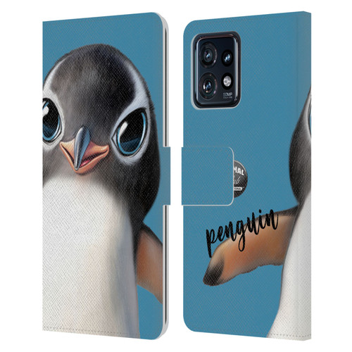 Animal Club International Faces Penguin Leather Book Wallet Case Cover For Motorola Moto Edge 40 Pro