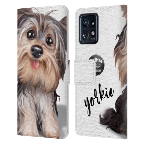 Animal Club International Faces Yorkie Leather Book Wallet Case Cover For Motorola Moto Edge 40 Pro