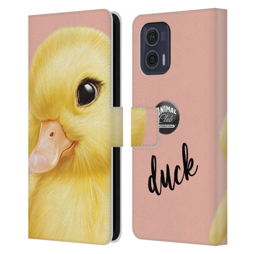 Animal Club International Faces Duck Leather Book Wallet Case Cover For Motorola Moto G73 5G