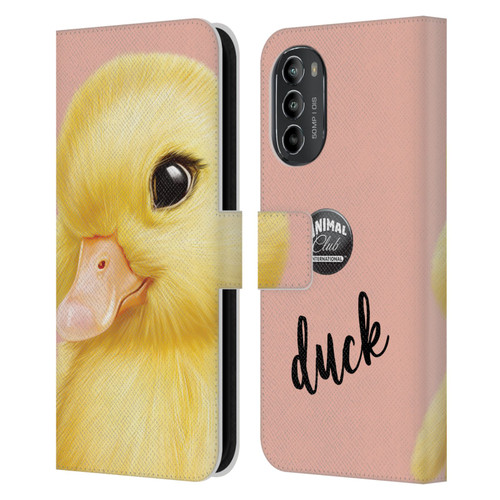 Animal Club International Faces Duck Leather Book Wallet Case Cover For Motorola Moto G82 5G