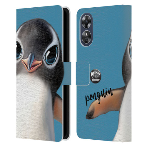 Animal Club International Faces Penguin Leather Book Wallet Case Cover For OPPO A17