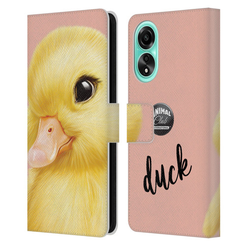 Animal Club International Faces Duck Leather Book Wallet Case Cover For OPPO A78 4G