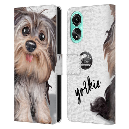 Animal Club International Faces Yorkie Leather Book Wallet Case Cover For OPPO A78 4G