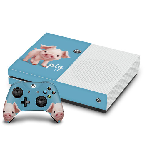 Animal Club International Faces Pig Vinyl Sticker Skin Decal Cover for Microsoft One S Console & Controller