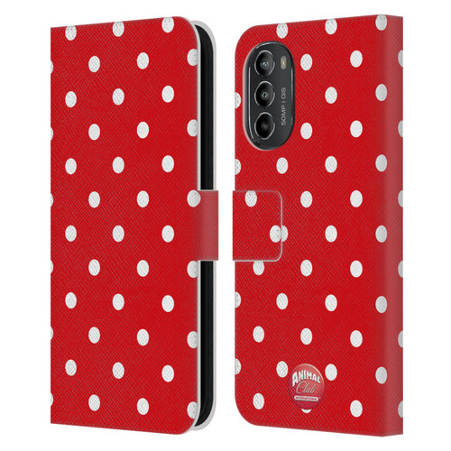 Animal Club International Patterns Polka Dots Red Leather Book Wallet Case Cover For Motorola Moto G82 5G