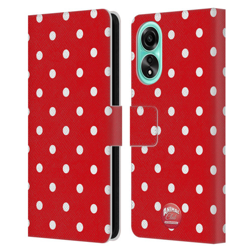 Animal Club International Patterns Polka Dots Red Leather Book Wallet Case Cover For OPPO A78 4G