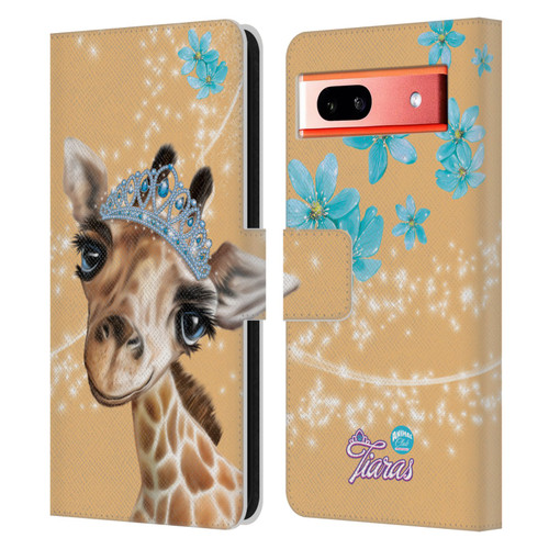 Animal Club International Royal Faces Giraffe Leather Book Wallet Case Cover For Google Pixel 7a