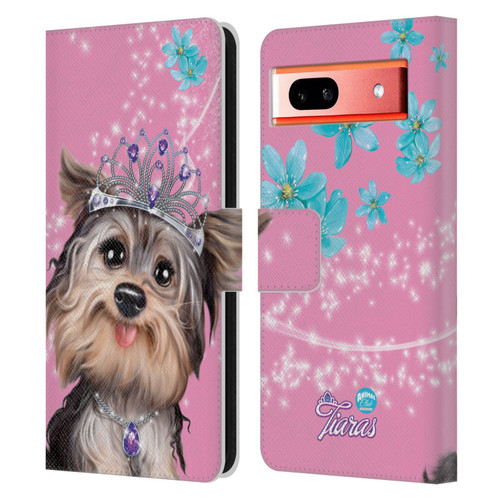 Animal Club International Royal Faces Yorkie Leather Book Wallet Case Cover For Google Pixel 7a