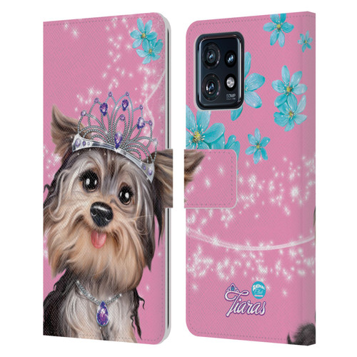 Animal Club International Royal Faces Yorkie Leather Book Wallet Case Cover For Motorola Moto Edge 40 Pro