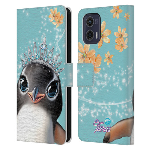 Animal Club International Royal Faces Penguin Leather Book Wallet Case Cover For Motorola Moto G73 5G