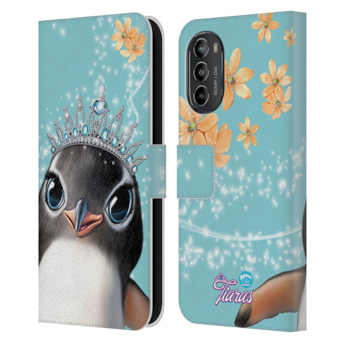 Animal Club International Royal Faces Penguin Leather Book Wallet Case Cover For Motorola Moto G82 5G