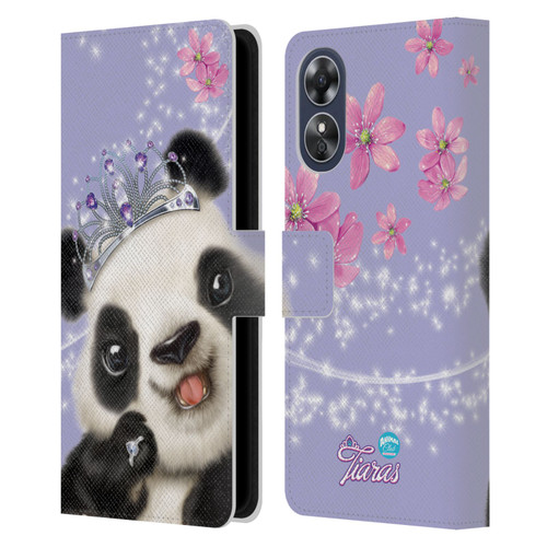 Animal Club International Royal Faces Panda Leather Book Wallet Case Cover For OPPO A17