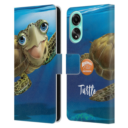 Animal Club International Underwater Sea Turtle Leather Book Wallet Case Cover For OPPO A78 4G