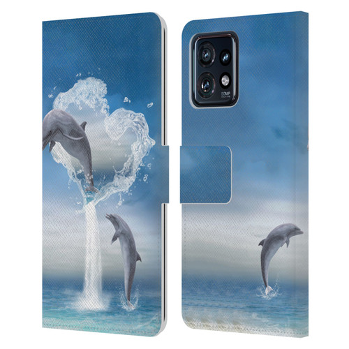 Simone Gatterwe Dolphins Lovers Leather Book Wallet Case Cover For Motorola Moto Edge 40 Pro