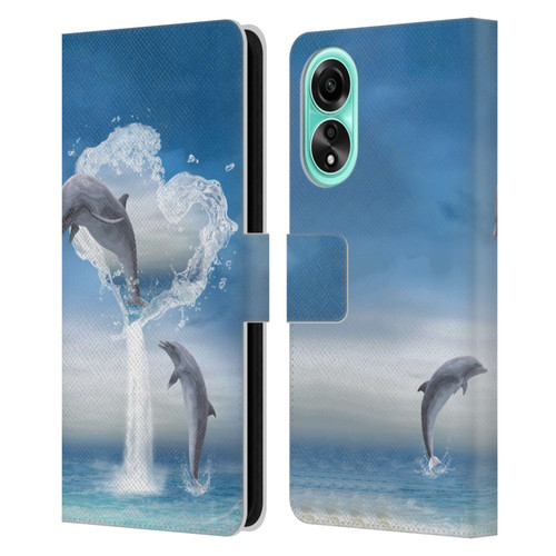 Simone Gatterwe Dolphins Lovers Leather Book Wallet Case Cover For OPPO A78 4G