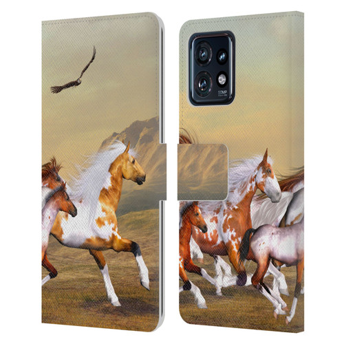 Simone Gatterwe Horses Wild Herd Leather Book Wallet Case Cover For Motorola Moto Edge 40 Pro