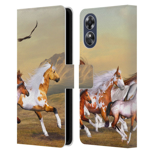 Simone Gatterwe Horses Wild Herd Leather Book Wallet Case Cover For OPPO A17
