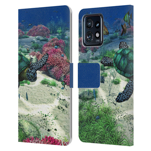 Simone Gatterwe Life In Sea Turtle Leather Book Wallet Case Cover For Motorola Moto Edge 40 Pro