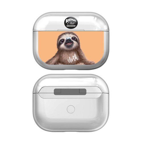 Animal Club International Faces Sloth Clear Hard Crystal Cover Case for Apple AirPods Pro Charging Case