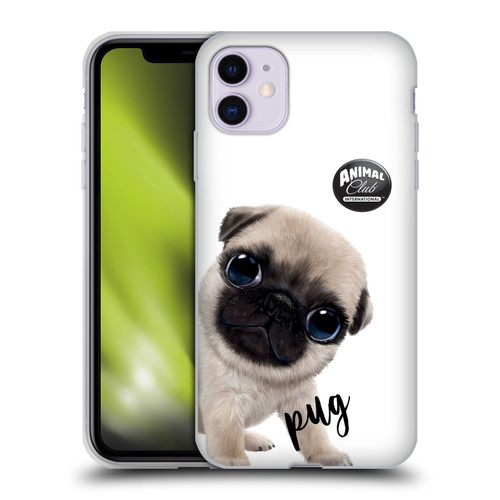 Animal Club International Faces Pug Soft Gel Case for Apple iPhone 11