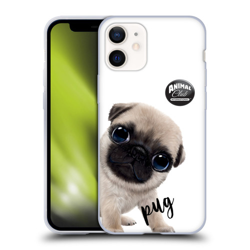 Animal Club International Faces Pug Soft Gel Case for Apple iPhone 12 Mini & MagSafe
