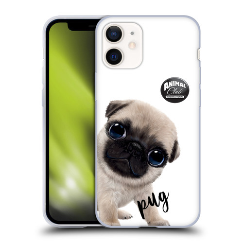 Animal Club International Faces Pug Soft Gel Case for Apple iPhone 12 Mini