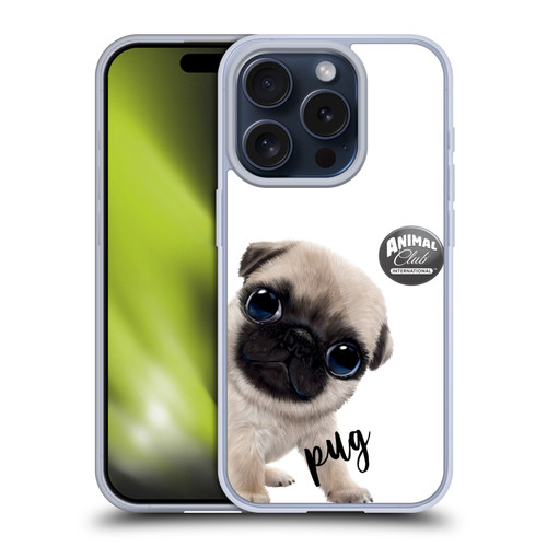 Animal Club International Faces Pug Soft Gel Case for Apple iPhone 15 Pro & MagSafe