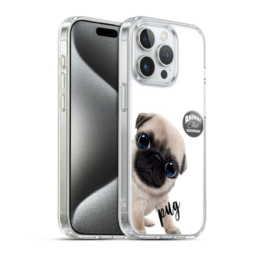 Animal Club International Faces Pug Soft Gel Case for Apple iPhone 15 Pro & MagSafe