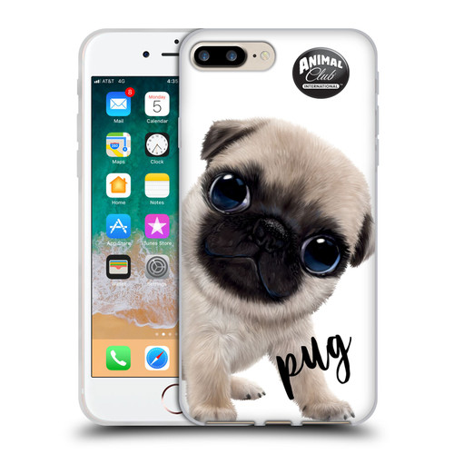 Animal Club International Faces Pug Soft Gel Case for Apple iPhone 7 Plus / iPhone 8 Plus