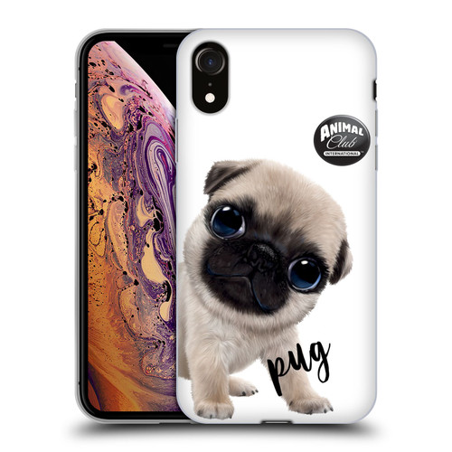Animal Club International Faces Pug Soft Gel Case for Apple iPhone XR