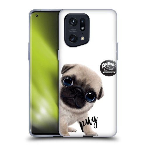 Animal Club International Faces Pug Soft Gel Case for OPPO Find X5 Pro