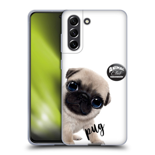 Animal Club International Faces Pug Soft Gel Case for Samsung Galaxy S21 FE 5G