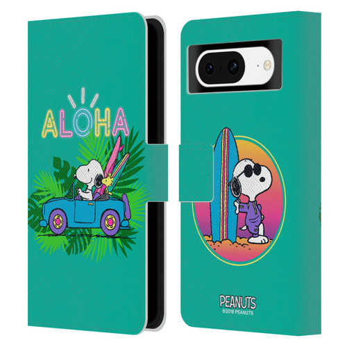 Peanuts Snoopy Aloha Disco Tropical Surf Leather Book Wallet Case Cover For Google Pixel 8
