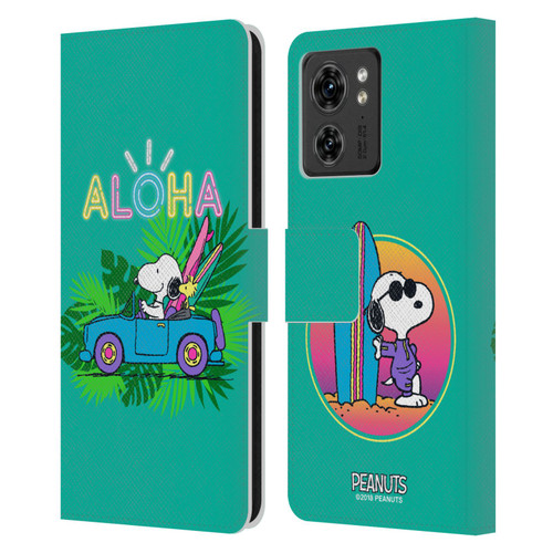 Peanuts Snoopy Aloha Disco Tropical Surf Leather Book Wallet Case Cover For Motorola Moto Edge 40