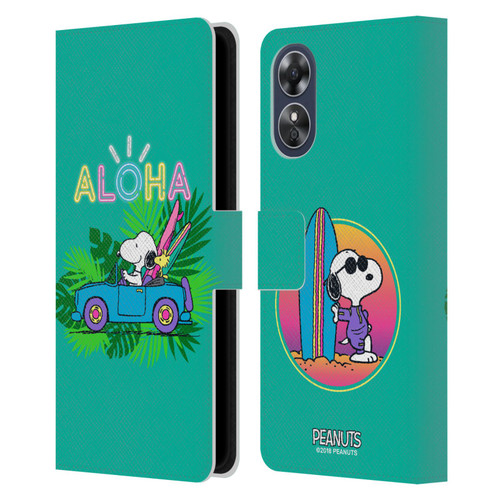 Peanuts Snoopy Aloha Disco Tropical Surf Leather Book Wallet Case Cover For OPPO A17