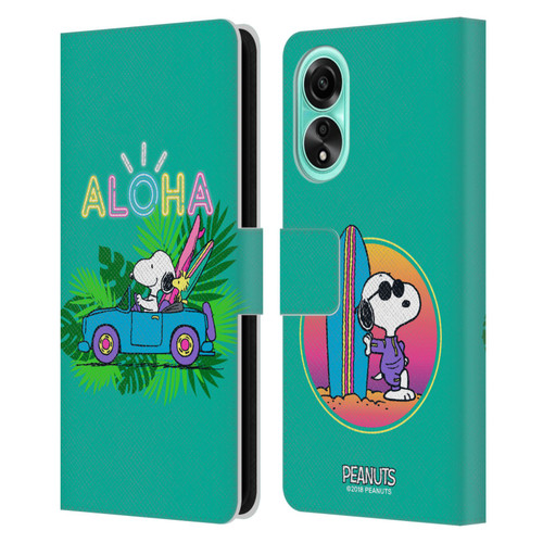 Peanuts Snoopy Aloha Disco Tropical Surf Leather Book Wallet Case Cover For OPPO A78 4G