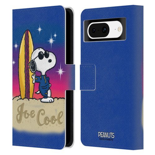 Peanuts Snoopy Boardwalk Airbrush Joe Cool Surf Leather Book Wallet Case Cover For Google Pixel 8