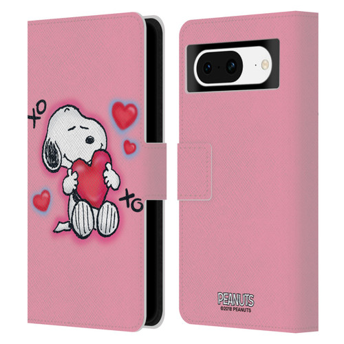 Peanuts Snoopy Boardwalk Airbrush XOXO Leather Book Wallet Case Cover For Google Pixel 8
