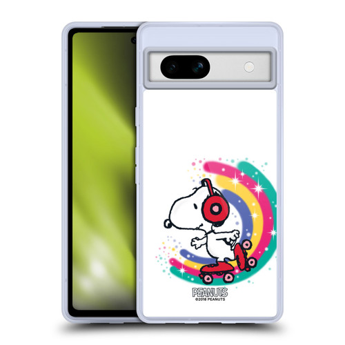 Peanuts Snoopy Boardwalk Airbrush Colourful Skating Soft Gel Case for Google Pixel 7a