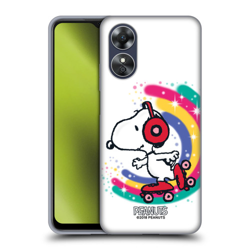Peanuts Snoopy Boardwalk Airbrush Colourful Skating Soft Gel Case for OPPO A17