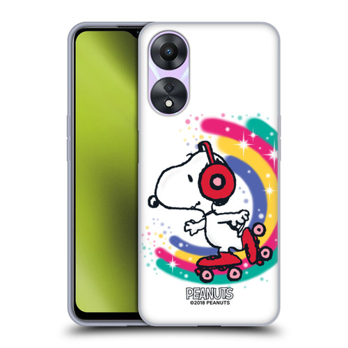 Peanuts Snoopy Boardwalk Airbrush Colourful Skating Soft Gel Case for OPPO A78 5G