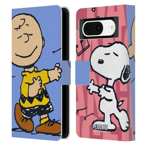 Peanuts Halfs And Laughs Snoopy & Charlie Leather Book Wallet Case Cover For Google Pixel 8
