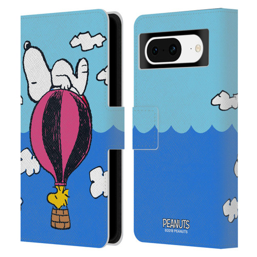 Peanuts Halfs And Laughs Snoopy & Woodstock Balloon Leather Book Wallet Case Cover For Google Pixel 8