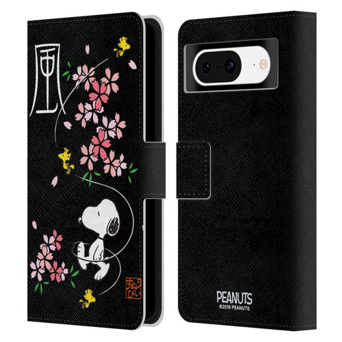 Peanuts Oriental Snoopy Cherry Blossoms Leather Book Wallet Case Cover For Google Pixel 8