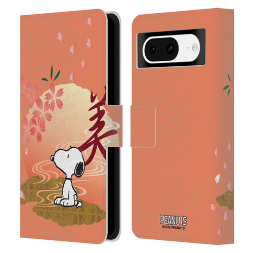 Peanuts Oriental Snoopy Sakura Leather Book Wallet Case Cover For Google Pixel 8